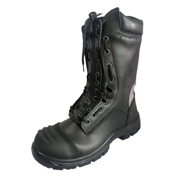 Durable Firefighter Safety Boots Black Firefighter Steel Toe Boots For Fire Fighting