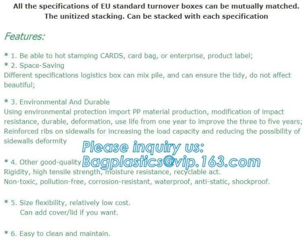 Multi-purpose Euro logistics plastic box ; Plastic turnover box, pp corrugated sheet Box plastic transport box turnover