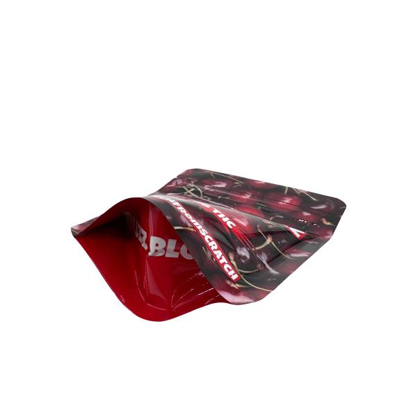 3.5 Custom Digital Printed Ziplock Top Foil Lined Stand Up Mylar Bags for Cherry Flavor Candy Gummies Packaging