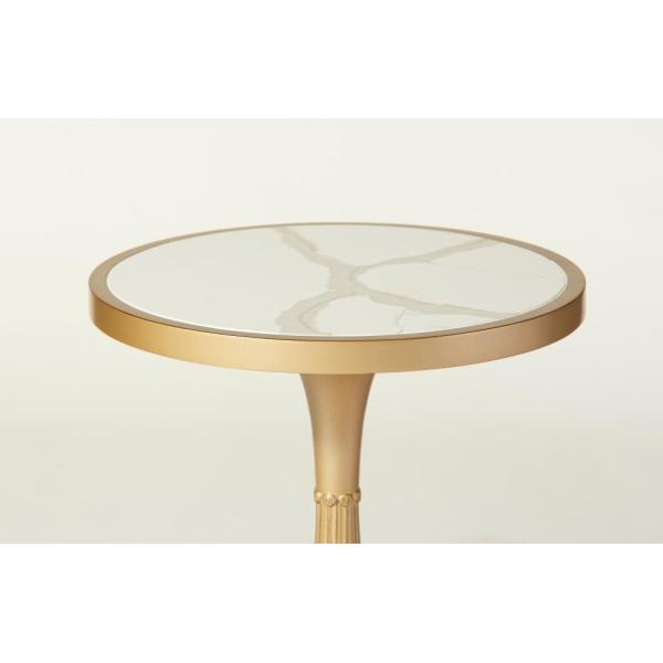 Stone top antique gold finish wooden side table/coffee table/end table for hotel bedroom furniture