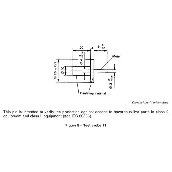 Диаграмма 9 диаметр Ф3 зонда HT-I09 IEC61032 Pin теста краткости IEC60065 подсказки Pin металла зонда 13 теста