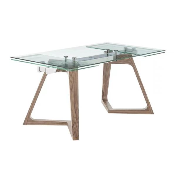 Modern Design  Living room Furniture Tempered Glass  Dinning Spacial Wooden leg Table sets