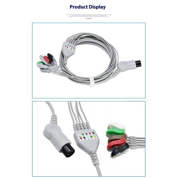 Compatible Monitor ECG Cable With Leads GOLDWAY ZOLL PM9000 6PIN KB1-1801C5A Grey 3m CE Certified Class II