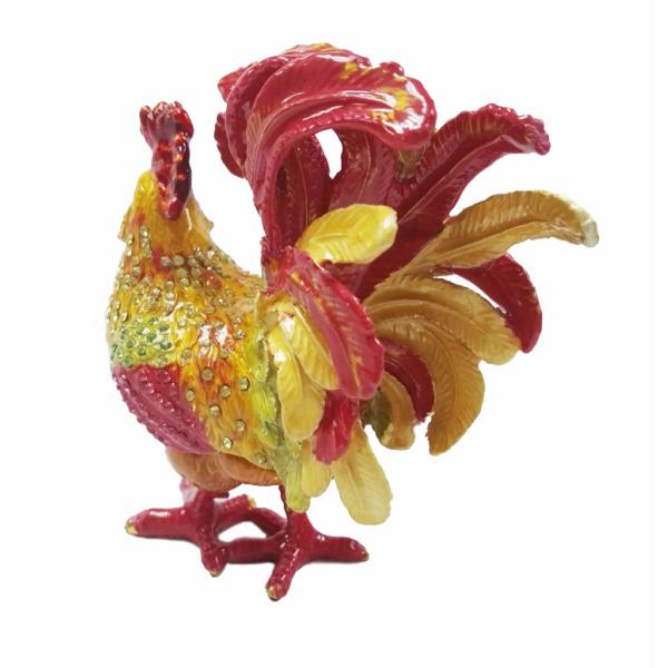 New arts and craft rooster metal jewelry box pewter  rooster trinket box  rooster decorative box