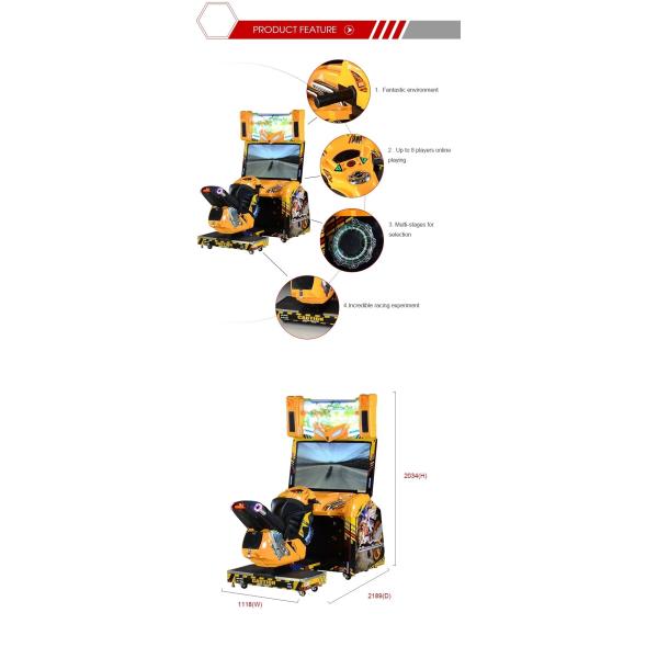 42 Inch Motorbikes Racing Arcade Machine For Amusement Park Yellow Color