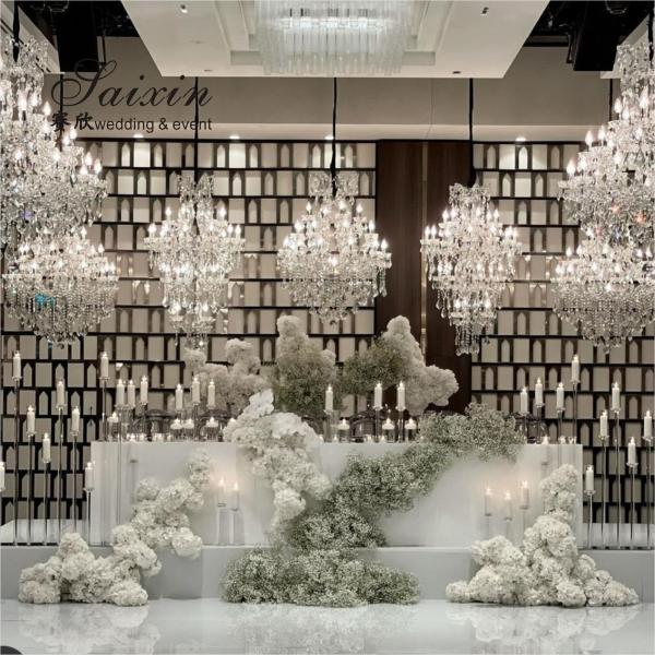 ZT-323H Vente à chaud décor d'événement de luxe pièces centrales longue base 10 porte-bougies de cristal