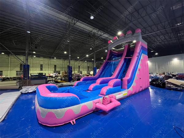 8.4x3.6x6m Custom Jumper Bouncy Kids Pink Princess Inflatable Water Slides For Party
