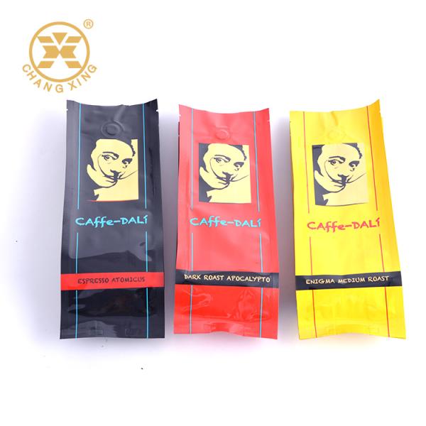 Алюминиевые напечатанные сумки кофе упаковывая с сумкой кофе Gusset стороны фасоли жаркого метки частного назначения клапана и застежка-молнии упаковывая