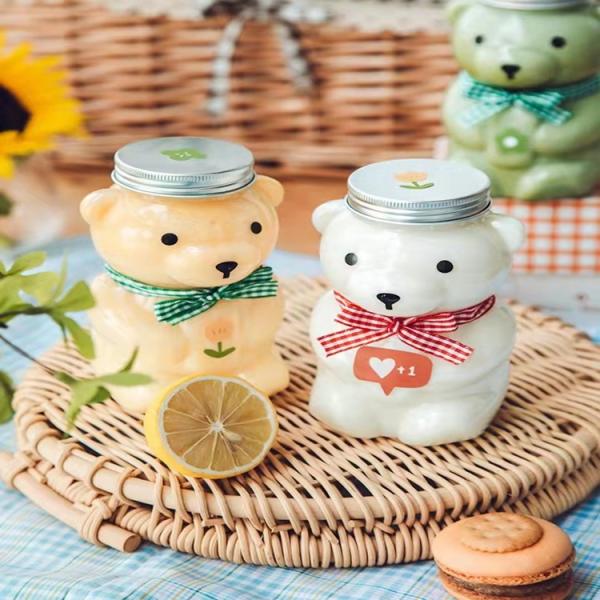 Food Grade 500ml Plastic Beverage Jar Bear Shape For Juice Milk