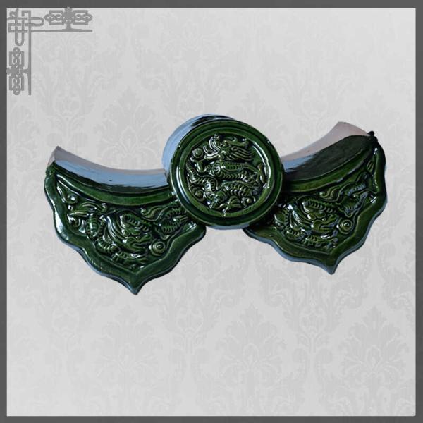 Green Chinese roofing tile dragon for temple garden