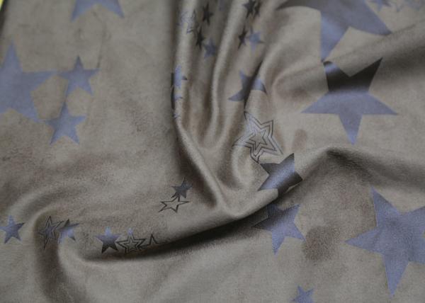 Ladies Garment Fake Leather Fabric , Printed Brown Suede Leather Fabric