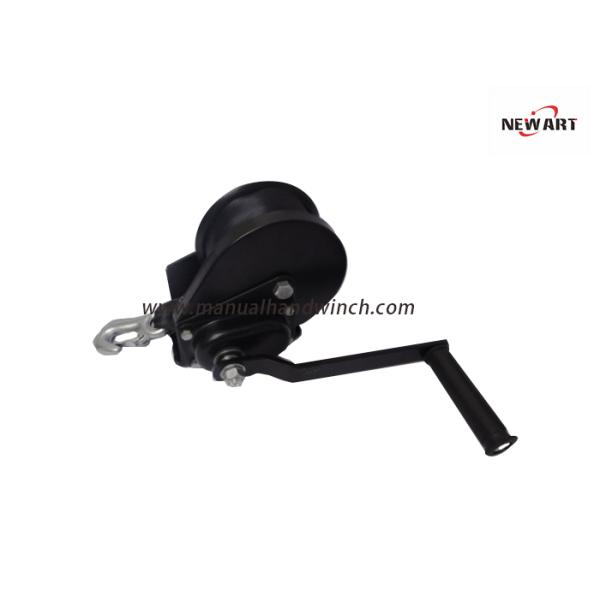 Geared Hand Crank Winch / 1200lbs Capacity Automatic Brake Winch With Strap
