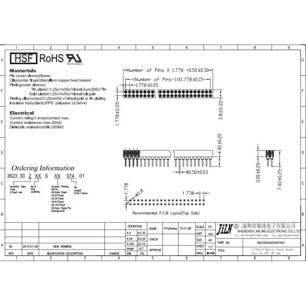 Gold Plating Machine Pin Headers , 1.778mm PPS PCB Pin Header Connectors