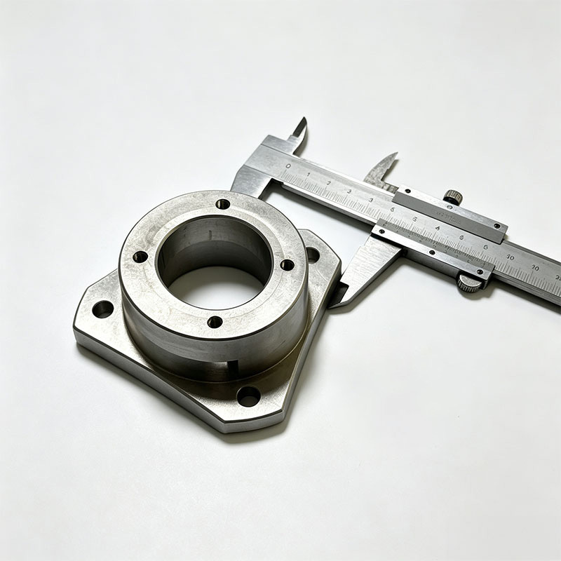 Custom CNC Machined 6061-T6 Aluminum Flange Mount Housing with High-Precision Triangular 3-Hole Design for Automation Equipment.