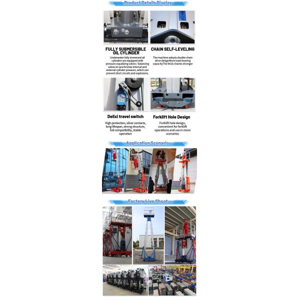 6m 10m 12m Aerial Vertical Mast Lift Industrial Cherry Picker Customized
