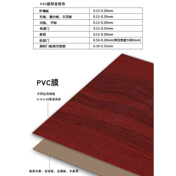 Film en PVC à grains de bois brillants d'épaisseur de 0,14 mm à 0,16 mm