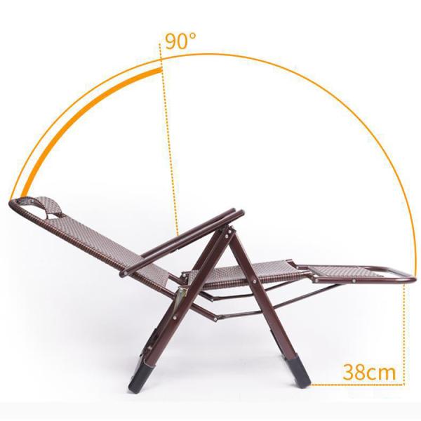 Outdoor Beach Balcony Garden Portable Rattan Folding Sun Lounge Chair with Foot Pedal