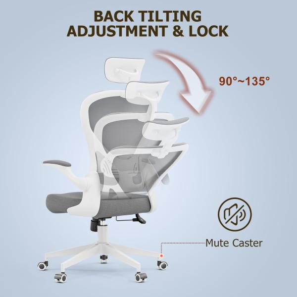 Ergonomic Home Office Desk Chair Customizable Modern Swivel Chair with Flip-up Arms