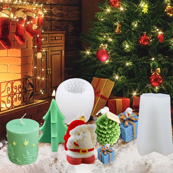 Molde de Navidad de silicona para bricolaje vela de cera jabón arte de artesanía pastel de chocolate decoración del hogar