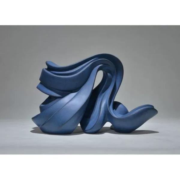 Gray Blue Resin Art Sculpture Abstract Indoor Floor Statues Square Indoor Table Decoration