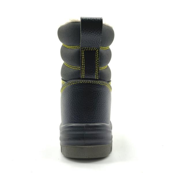 Mens Black Leather Steel Toe Boots Anti Puncture High Top Safety Boots For Winter