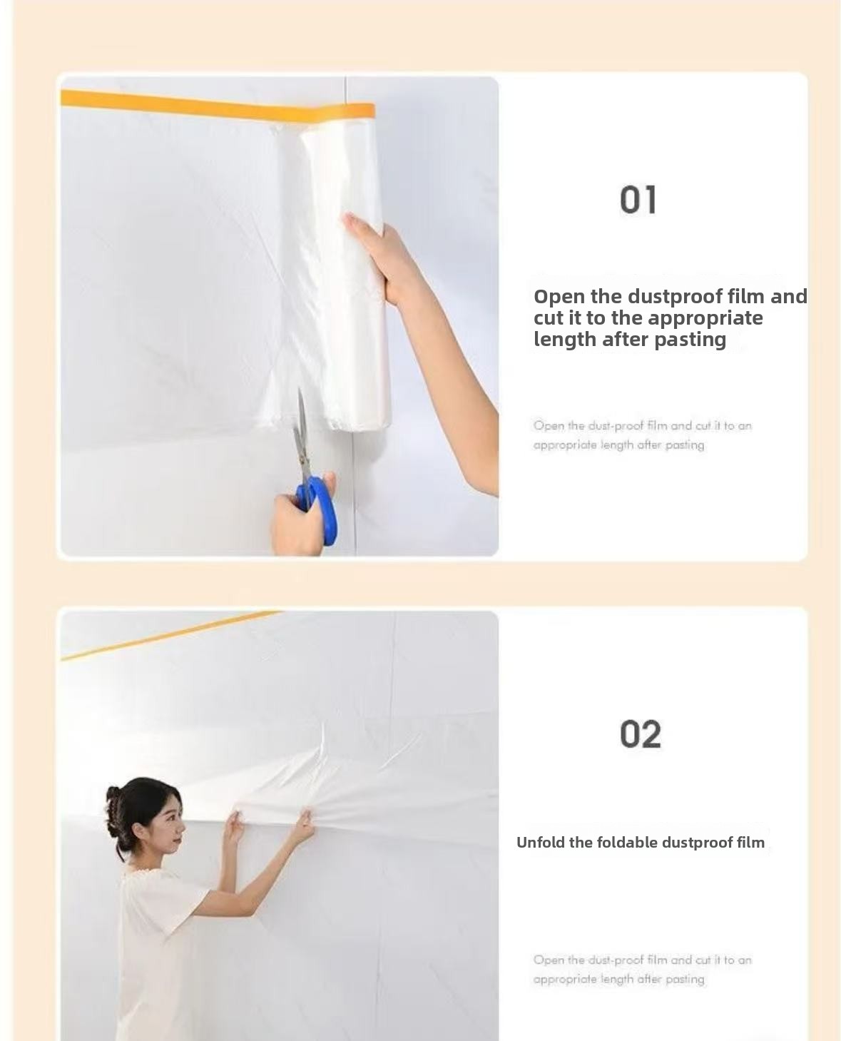 Customizable 50mm PE Plastic Masking Film Soft Protective Paintable Auto Body Spray Painting Roll 120m with Pre-Applied Tape