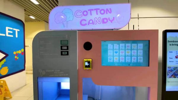 Máquina elétrica comercial de venda quente de Smart da máquina de venda automática automática do algodão doce para o algodão doce