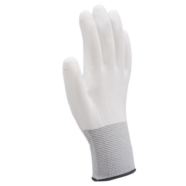 General Purpose 13 Gauge White Polyester Gloves With PU Palm Coating Size L High Comfort Level Long-lasting Durability
