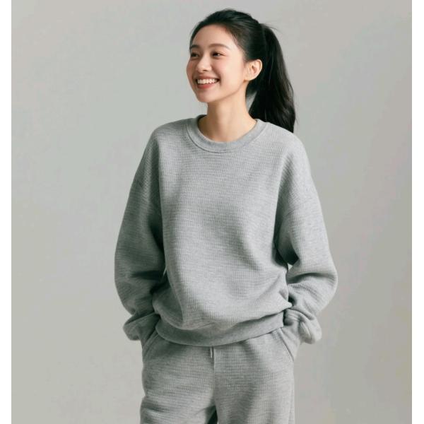 Tissu respirant pour robe d'été 100% polyester Sweat-shirt gris 263GSM