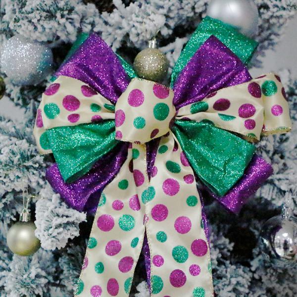 Muestra de 2024 Doble capa de cinta grande de barro Decoraciones navideñas Arcos con borde de alambre