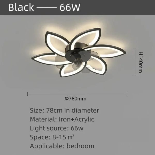 Remote Control Living Dining Table Room Bedrooms Fan Lighting Fixtures Petals led Ceiling fan light(WH-CLL-57)