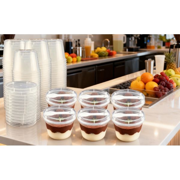 Oz Plastic Dessert Cups With Lids And Spoons, Clear Yogurt Parfait/Appetizer Cup With Lids For Party, Mini Round Dessert Cups With Spoons For Pudding/Jello/Milkshake/Fruit/Ice Cream