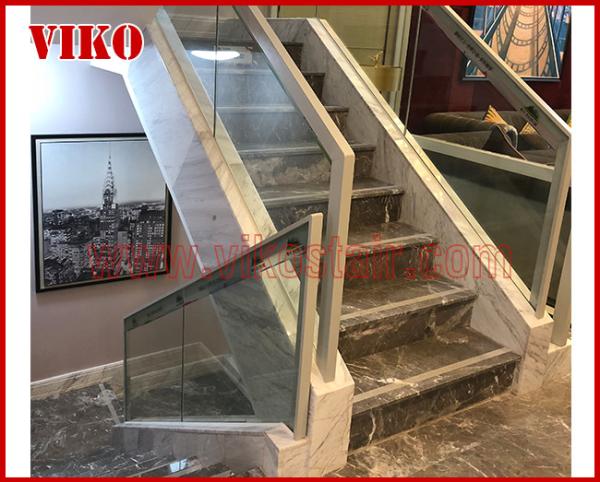 Double Steel Plate Staircase VK33S Marble Tread，Beech Tread , Carbon Steel Stringer,Stainless Steel, Power Coated,，