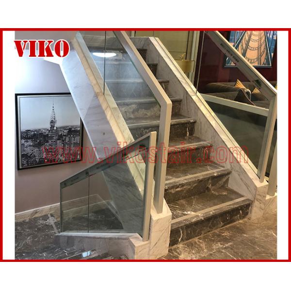 Double Steel Plate Staircase VK33S Marble Tread,Beech Tread , Carbon Steel Stringer,Stainless Steel, Power Coated,,