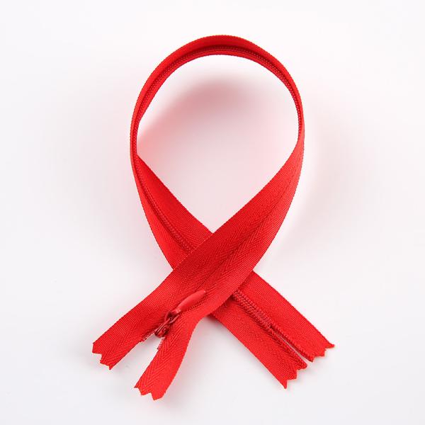 Sleek Close End Red Invisible Zipper #3 Nylon Semi Auto Lock Concealed Zipper
