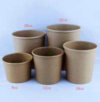 Un bol de soupe en papier kraft étanche, des tasses de soupe recyclables de 12 oz avec couvercle.