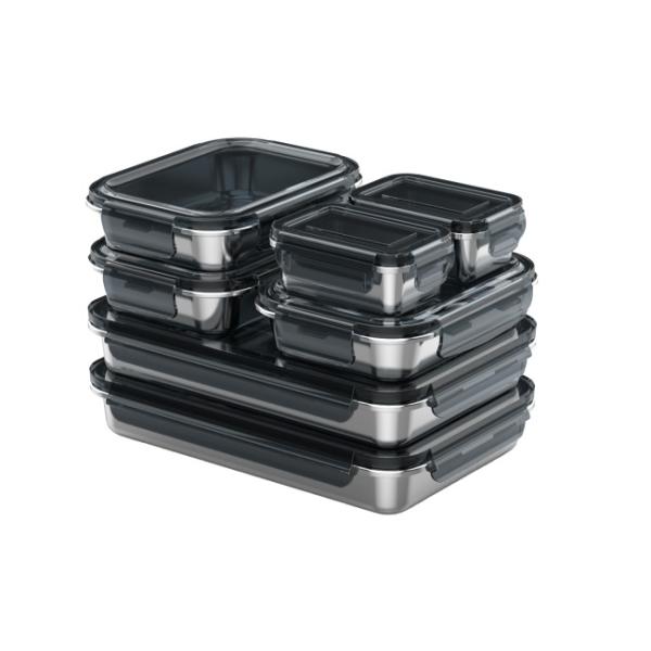 Modular Stainless Steel Meal Prep Containers With PP Lid 260ml 820ml 1200ml 1930ml