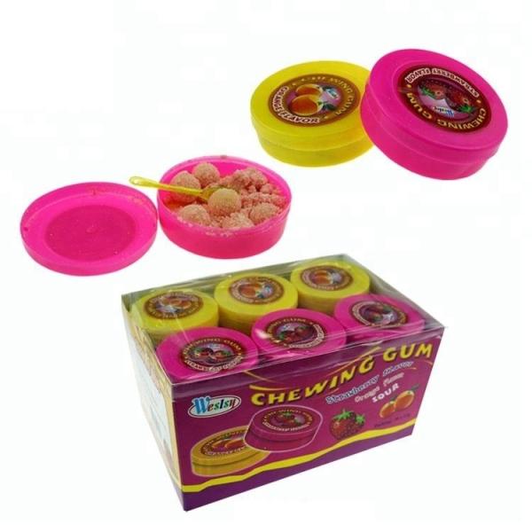 Halal Strawberry Flavor Chewing Gum Sugarless Bubble Gum With Sour Powder