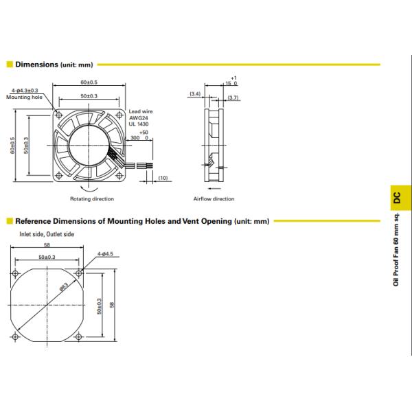 Вентилятор DC вентиляторов DC 9WF0624H702, 60x60x15mm, 24VDC, доказательство масла, датчик o