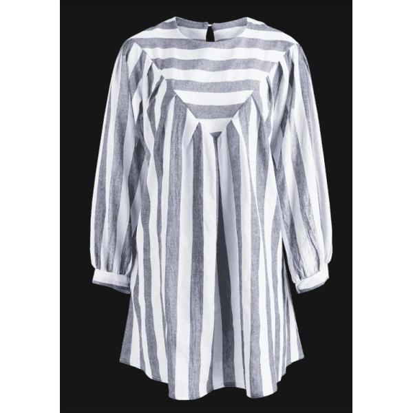 Одежда падения плюс платье туники СЛ размера серое Стрипед мини для женщин