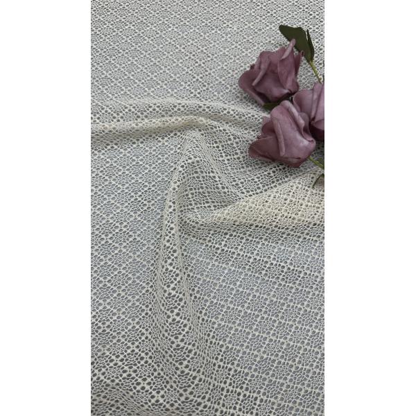 100% Cotton White Lace Mesh Hollow Up Effect For Artistic Wedding Evening Dresses