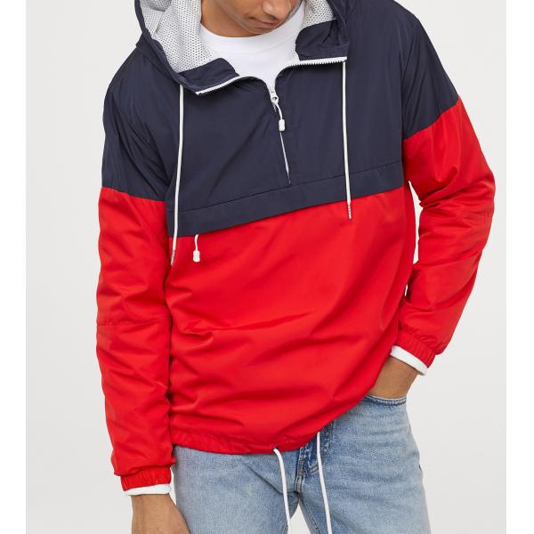 Waterproof 100% Polyester Fiber Lightweight Windbreaker Jacket Pullover Hooded