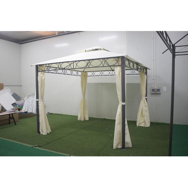 Large Outdoor Wrought Iron Backyard Furniture with PA Coated Cover 3*3*2.8m Pavilion