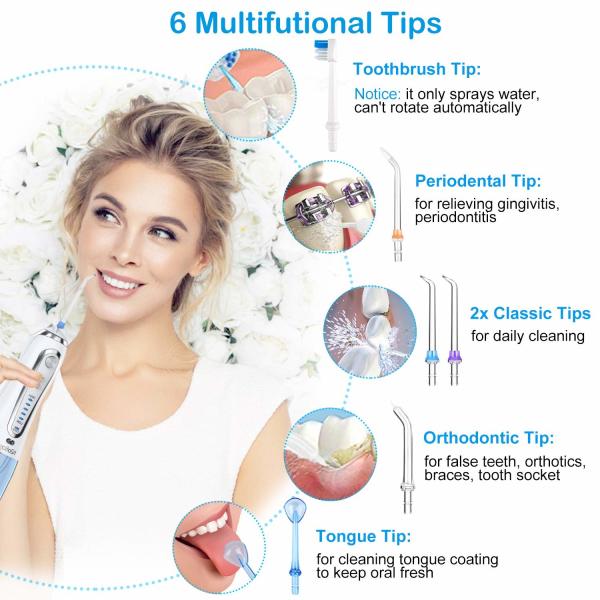 2500mah Battery Powered Dental Water Flosser Oral Irrigator 21W Waterproof Grade