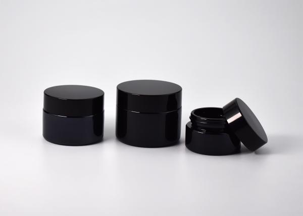 15g 30g 50g UV Light Resistant Tincture Black Glass Cosmetic Jars, Cylinder Round Glass Jars For Face Cream