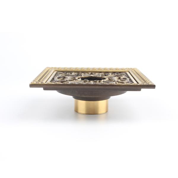 5 Inches Antique Bronze Anti-Clogging Square Brass Bathroom Floor Drain for Basin Use Removable Cover Shower Washing Machine