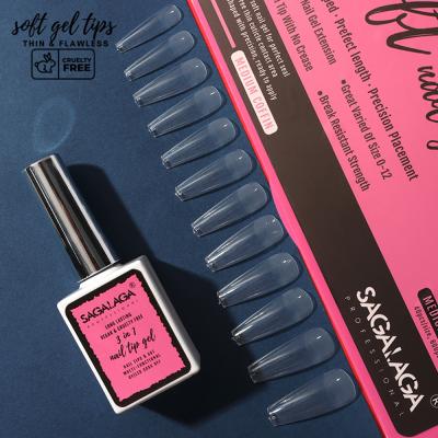 DIY Salon Nails Short French Tip Pmma Soft Coffin Gel Tip Press on Acrylic Nails for Beautiful and Natural-Looking Nails