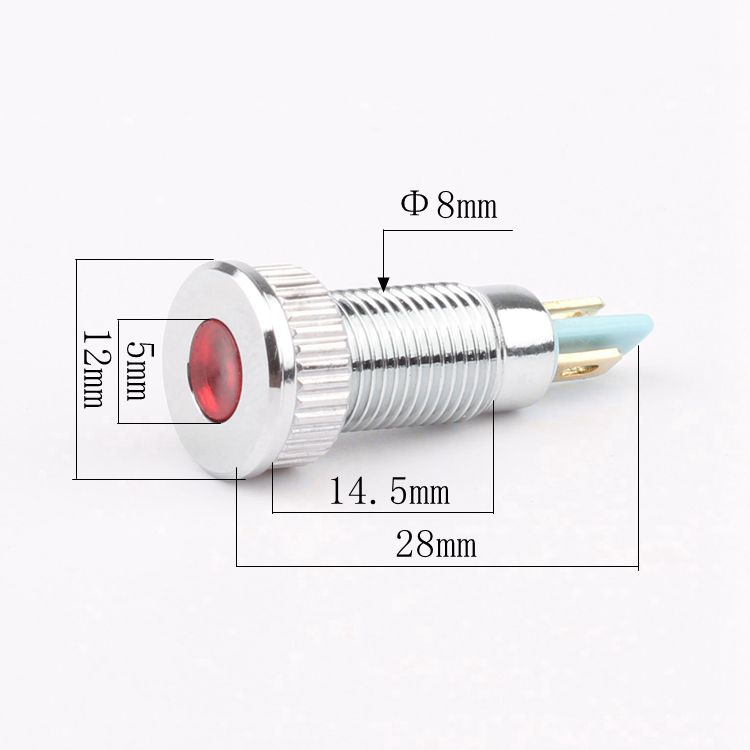 8mm Mini LED Indicator Lights Green/Blue/White for Equipment Pilot 6V12V24V36V48V110V220V 12V Equipment Indicator Lights