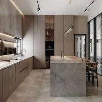 Wholesale Modern European Design Kitchen Cabinets Solid Wood Furniture Stainless Steel Granite Customizable Modular Wall Units