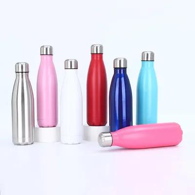 Bouteilles d'eau en acier inoxydable de 17 oz Bouteilles d'eau isolées sous vide Bouteilles d'eau à double paroi en poudre enduite en métal réutilisable Bouteilles d'eau pour le sport Gardez les boissons chaudes et froides Ciel bleu clair